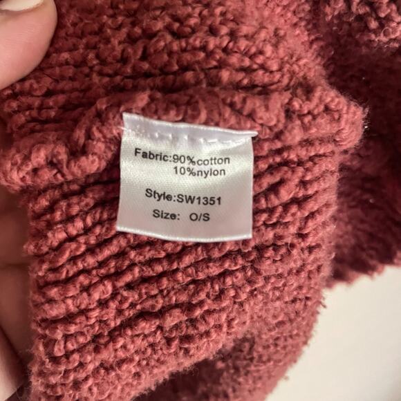 Elan Mock Neck Pullover Cross Front Cranberrry O/S Sweater. Great condition. - Picture 6 of 7